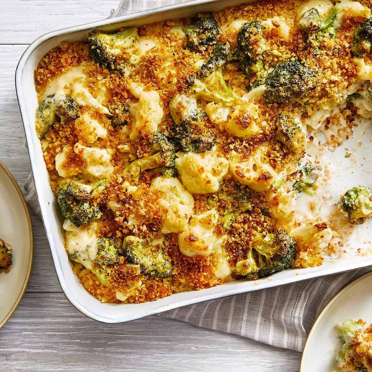  A cheesy and deliciously colorful broccoli and cauliflower casserole perfect for the whole family.