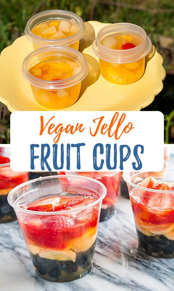  A colorful array of vegan fruit jello cups ready to be enjoyed
