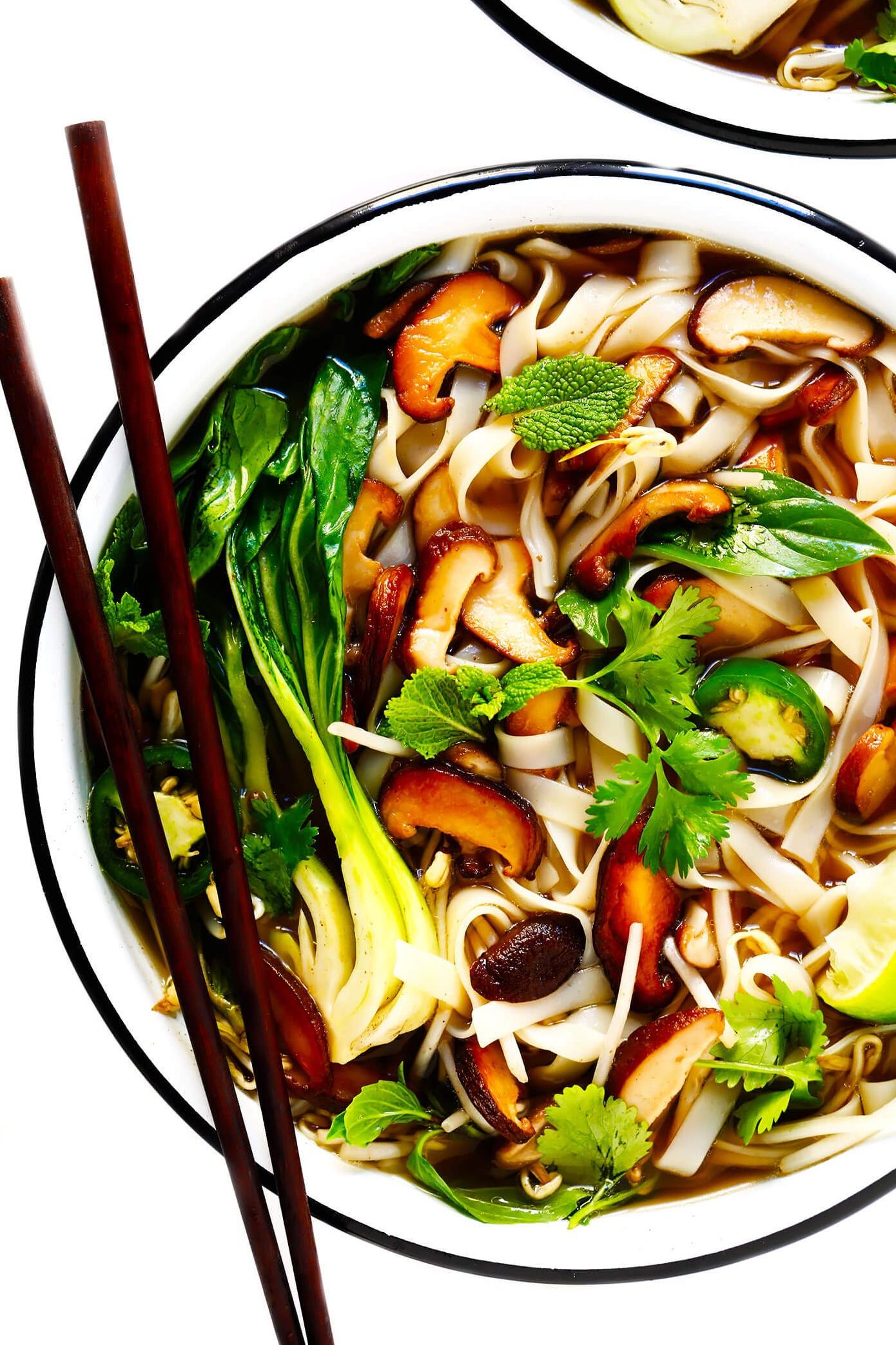  A comforting bowl of Vegetarian Slow Cooker Pho on a cozy night in