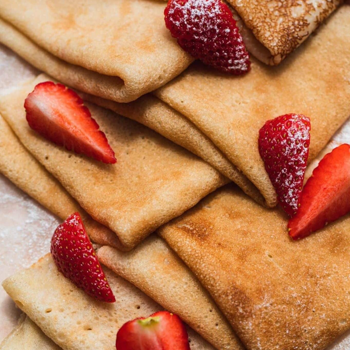  A delicate and tender crepe that's vegan and delicious - a perfect breakfast treat for everyone!