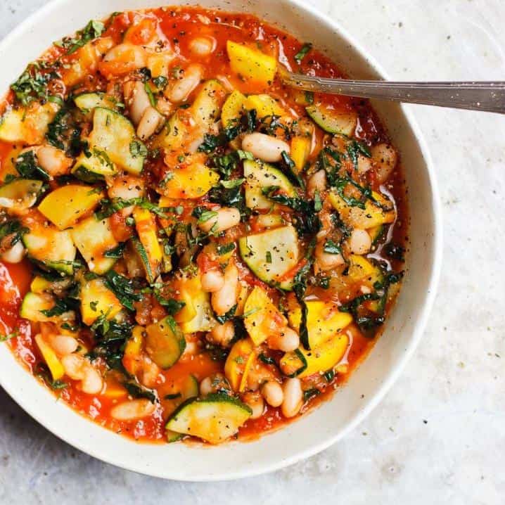  A hearty bowl of zucchini stew, perfect for a cozy night in!
