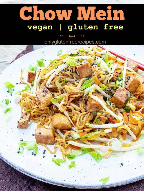  A mouthwatering plate of gluten-free vegan chow mein, perfect for satisfying cravings without sacrificing taste or nutrition