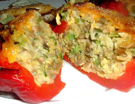  A vegetarian delight that everyone will love: Baked Stuffed Red Bell Peppers!