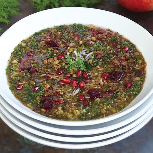 Azerbaijani Pomegranate and Spinach Soup (Vegan)