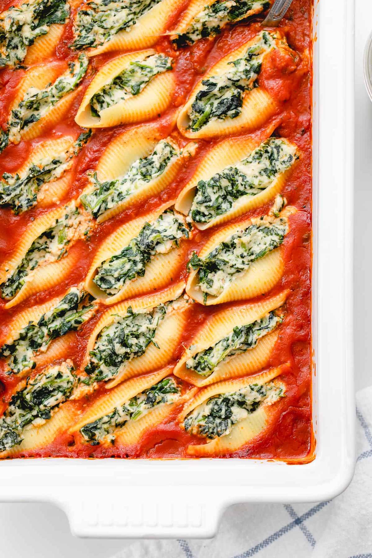  Bold, bright, and beautiful – these vegan stuffed shells are sure to please the eye as well as the palate.