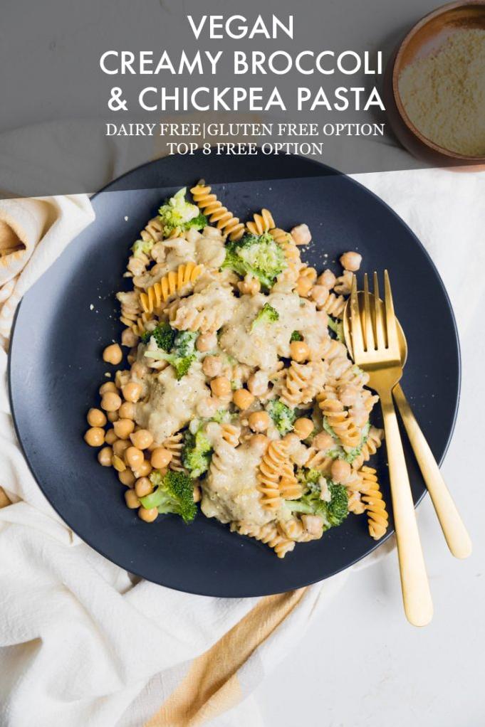  Creamy chickpea sauce coats the penne and broccoli, making for a comforting and delicious vegan dish.