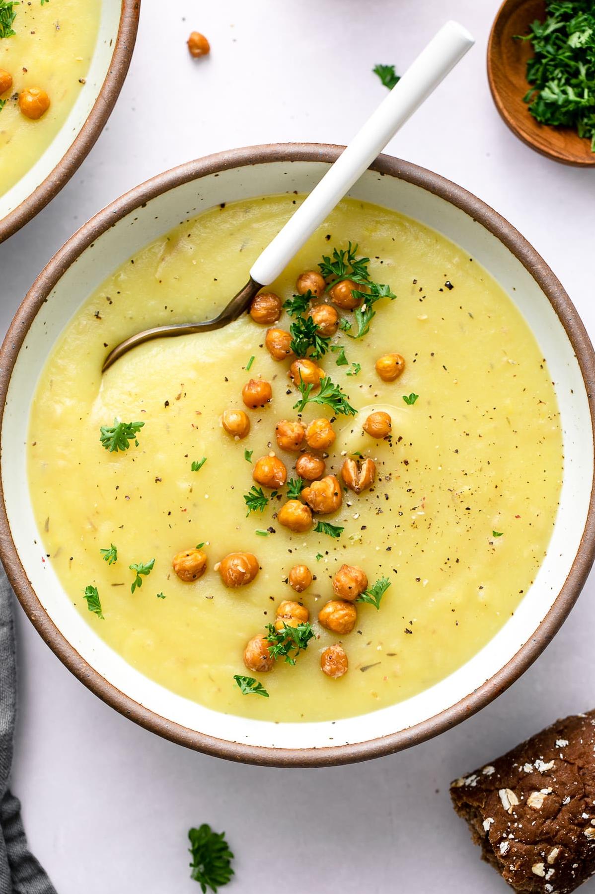  Creamy comfort in a bowl: potato leek soup.