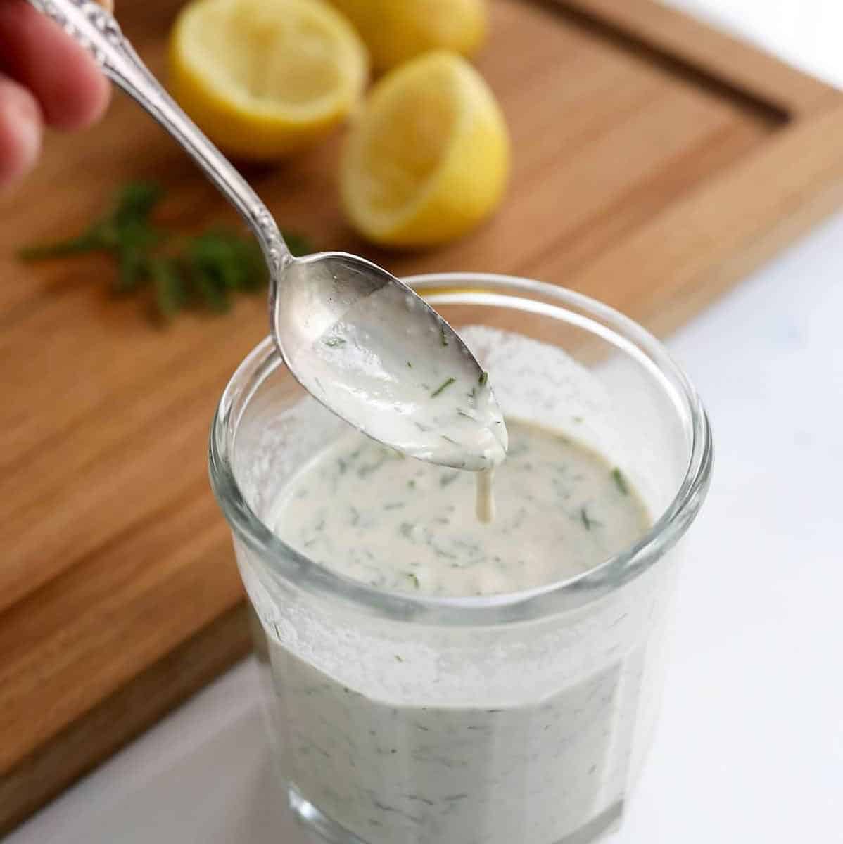  Creamy, dreamy and dairy-free. This is vegan dressing at its finest.
