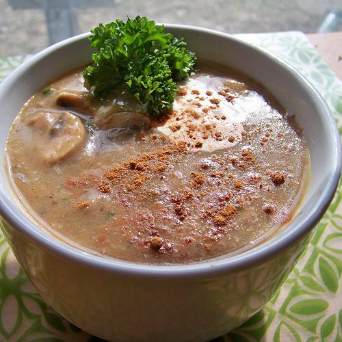 Creamy Spiced Mushroom Soup (Low Fat and Vegan)