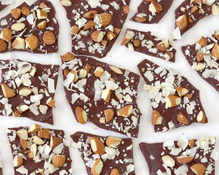  Crunchy almonds, sweet coconut, and chocolatey goodness in every bite of this Vegan Almond Joy Bark!