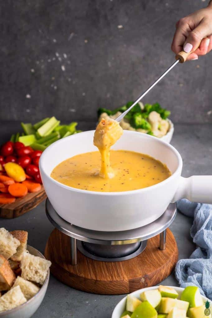  Dipping a variety of veggies and bread is the ultimate way to enjoy this Vegan Cheese Fondue.