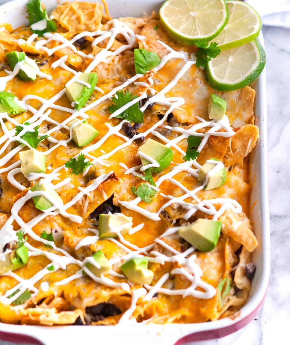  Dive into layers of cheesy, saucy goodness with this easy vegetarian chilaquiles recipe.