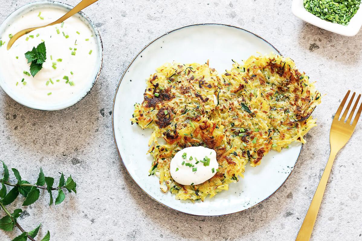  Don't let the lack of eggs fool you - these latkes hold together beautifully and are incredibly delicious.