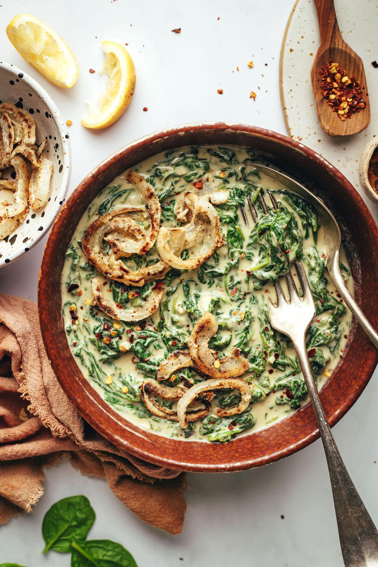 Even those who claim to dislike spinach will love this creamy version.