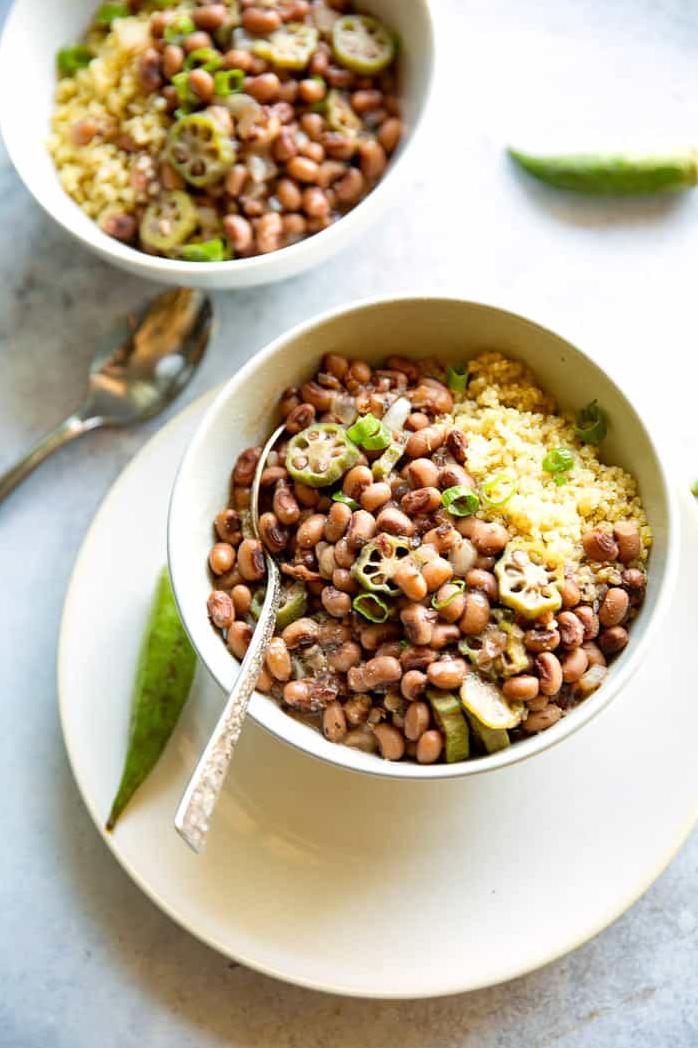  Fill your plate with this colorful blend of black-eyed peas, brown rice, and fragrant spices.