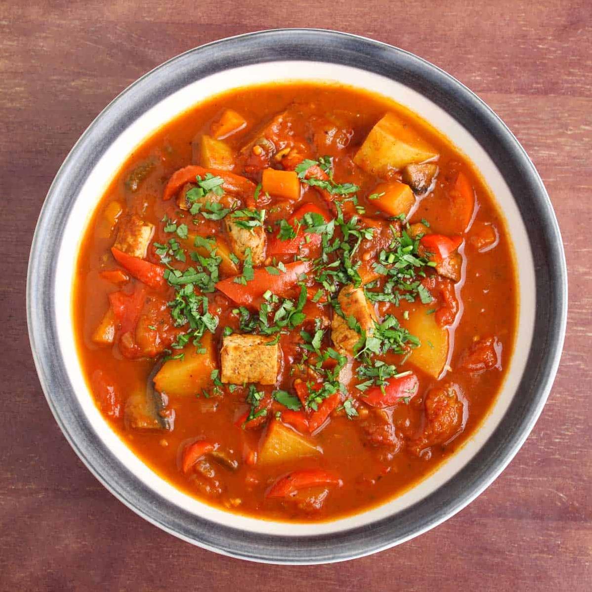  Get ready for a cozy night in with this delicious vegetarian goulash.