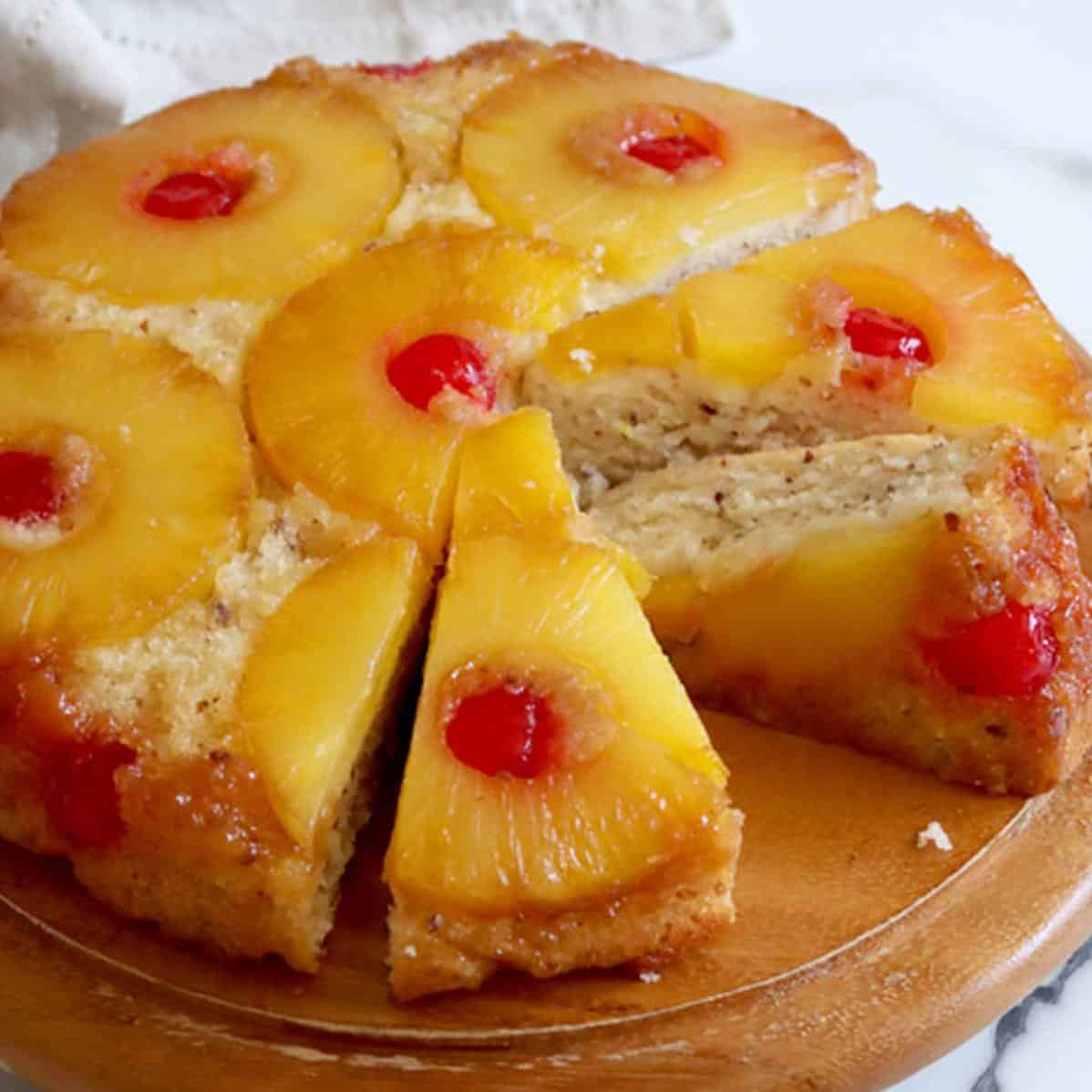  Get ready for a slice of heaven with each bite of this Vegan Pineapple-Upside Down Cake.