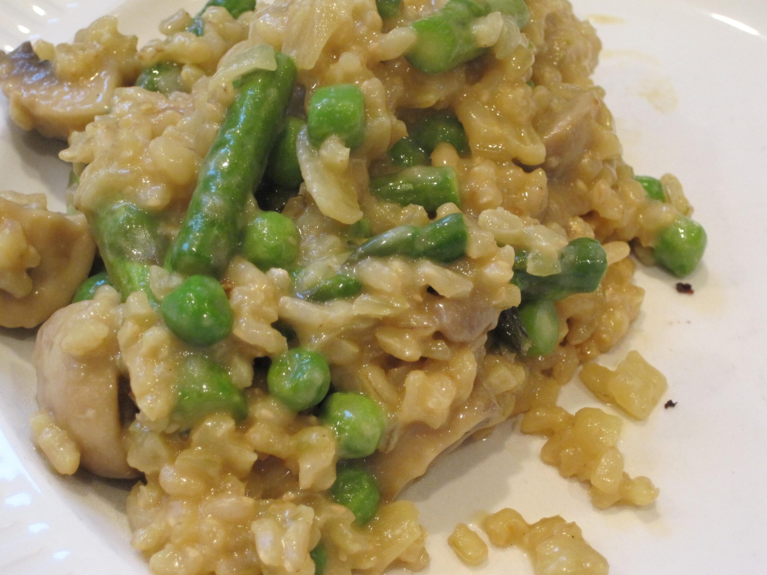 Golden mushroom, pea and asparagus risotto!