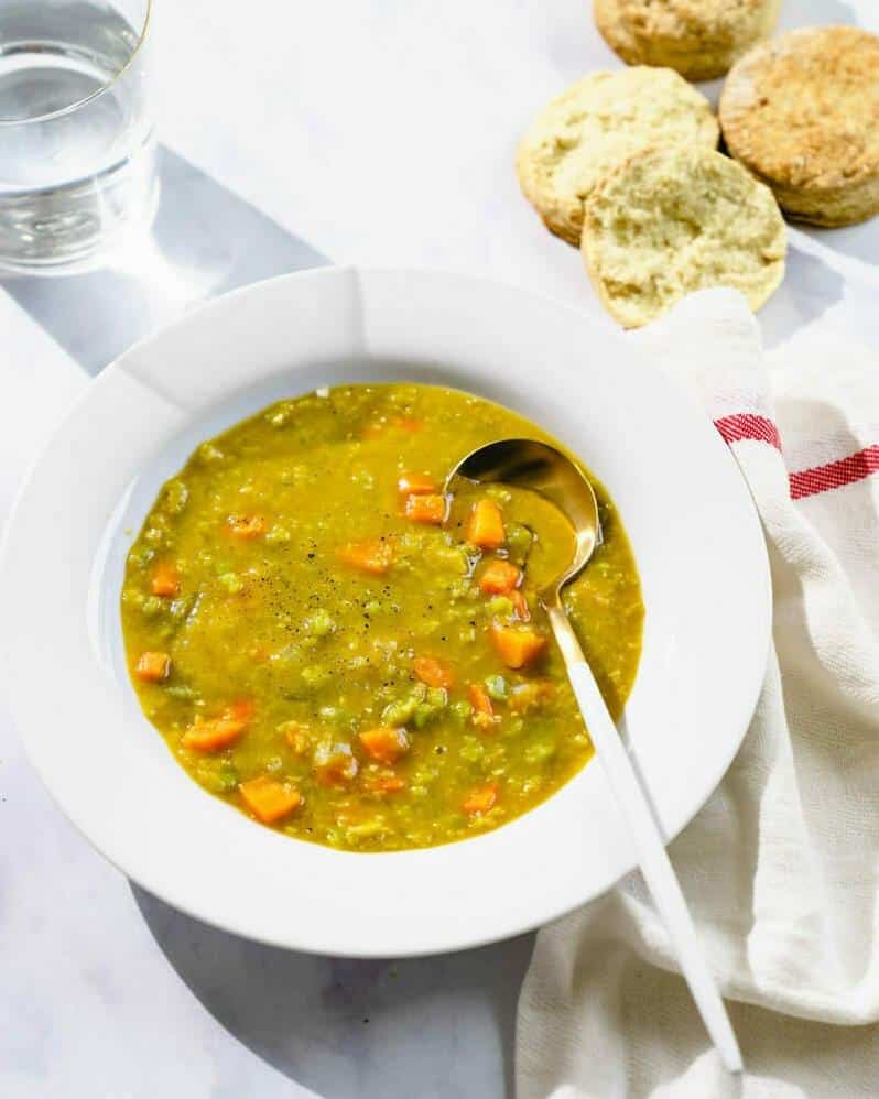  Imagine the heartiness of a stew and the creaminess of a puree, all in one bowl. That's split pea soup.