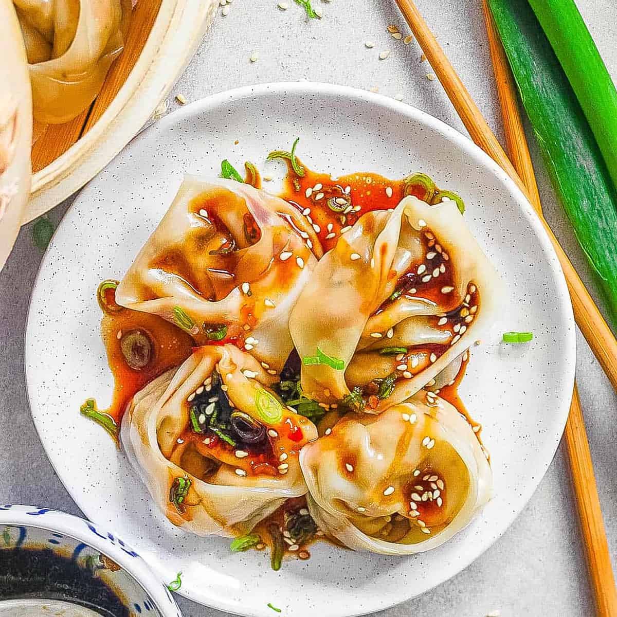  Impress your dinner guests by letting them in on the secret that your wonton wrappers are homemade.