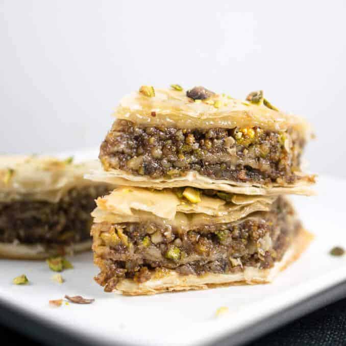  Layers of flaky phyllo dough filled with a nutty vegan surprise!