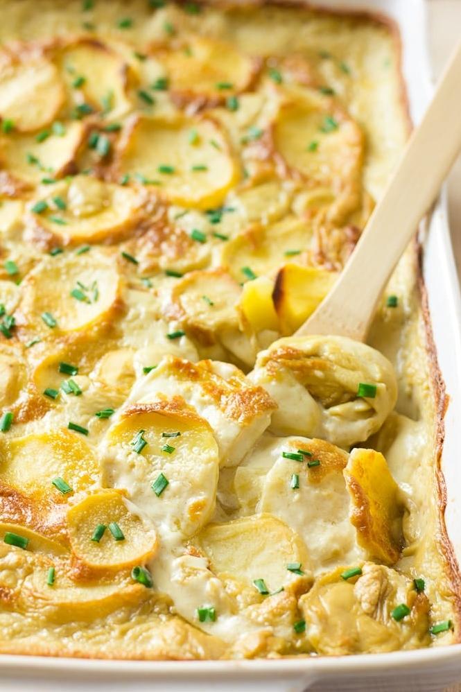  Let the layers begin! Thinly sliced potatoes are the base for this rich and creamy casserole.