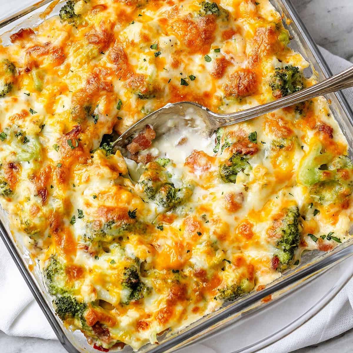 Nutritious and delicious with every bite, this vegan broccoli and cauliflower casserole is the perfect weekday meal.