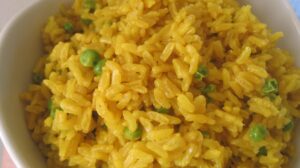 Orange-Cardamom Brown Rice With Peas (Vegan)