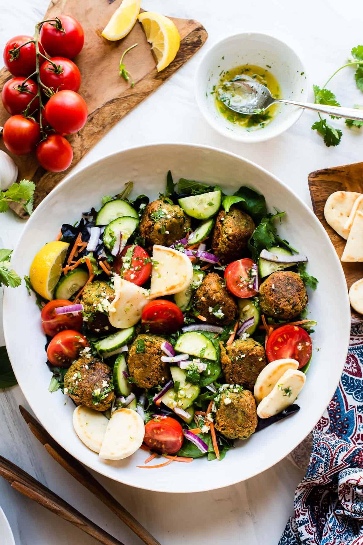  Our homemade falafels will be the star of this bowl.