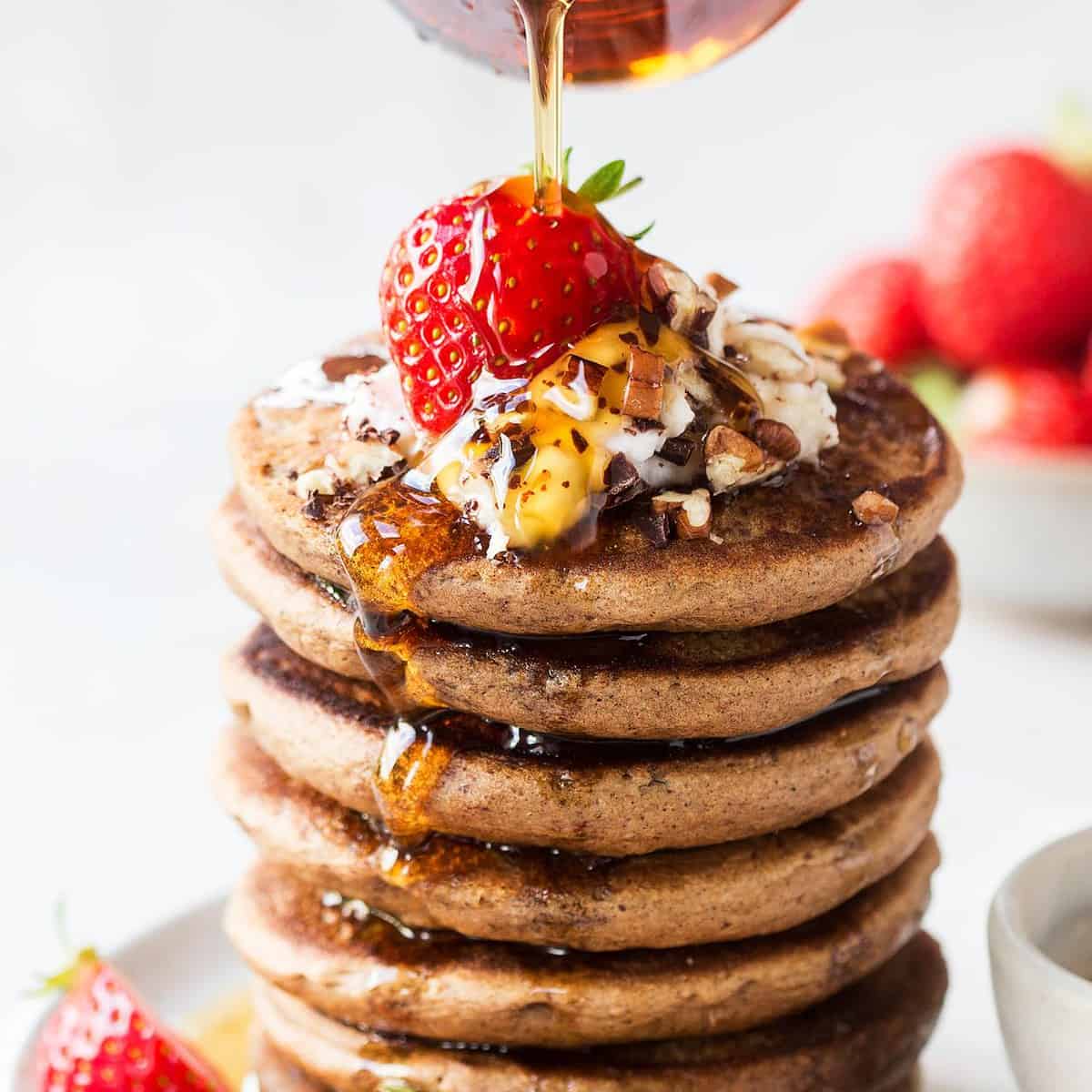  Our vegan buckwheat pancakes are also perfect for those with dietary restrictions - no eggs, no dairy, no gluten