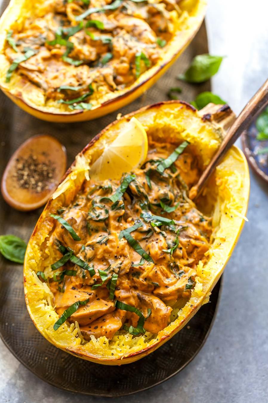  Pasta night finally becomes guilt-free with this vegan spaghetti squash and no-cheese sauce recipe.