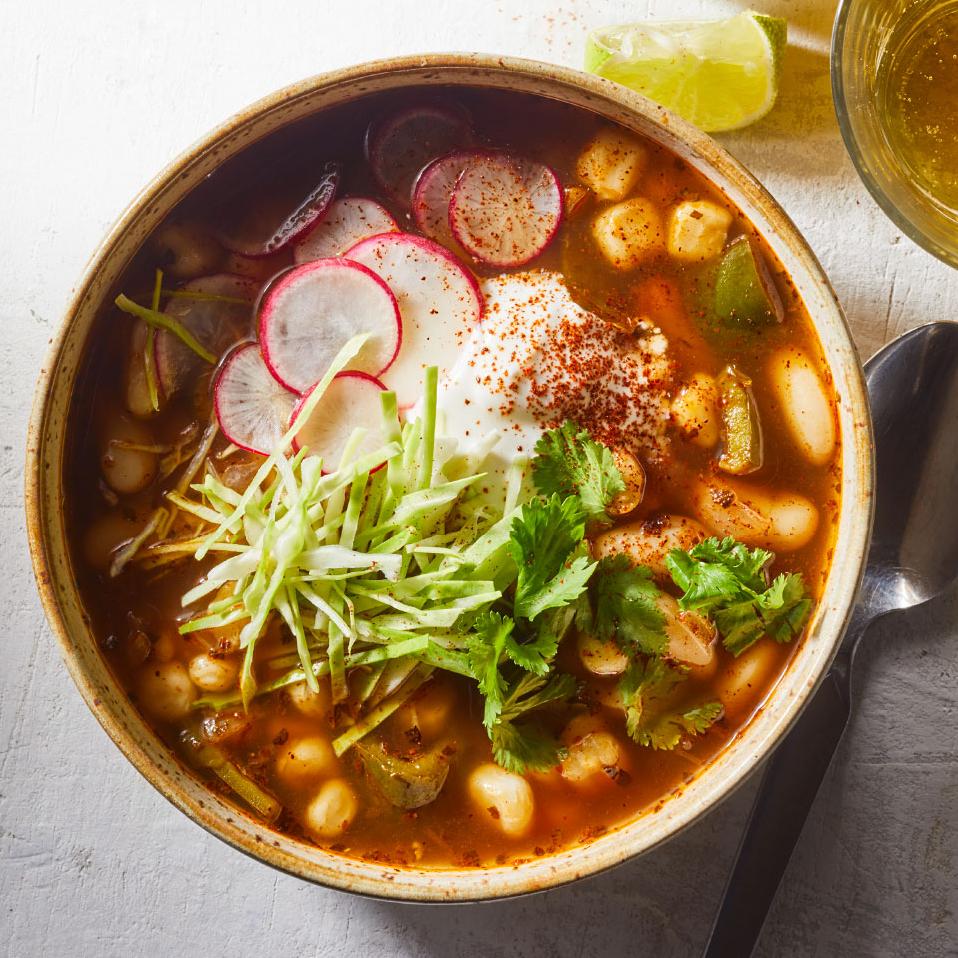  Rich and flavorful vegetarian pozole, perfect for a cozy night in.