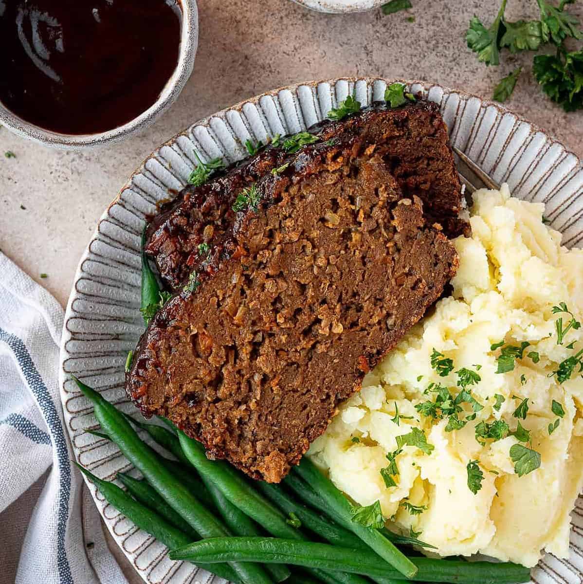  Splitting a slice of this meatless-loaf will reveal a protein-packed hearty interior.