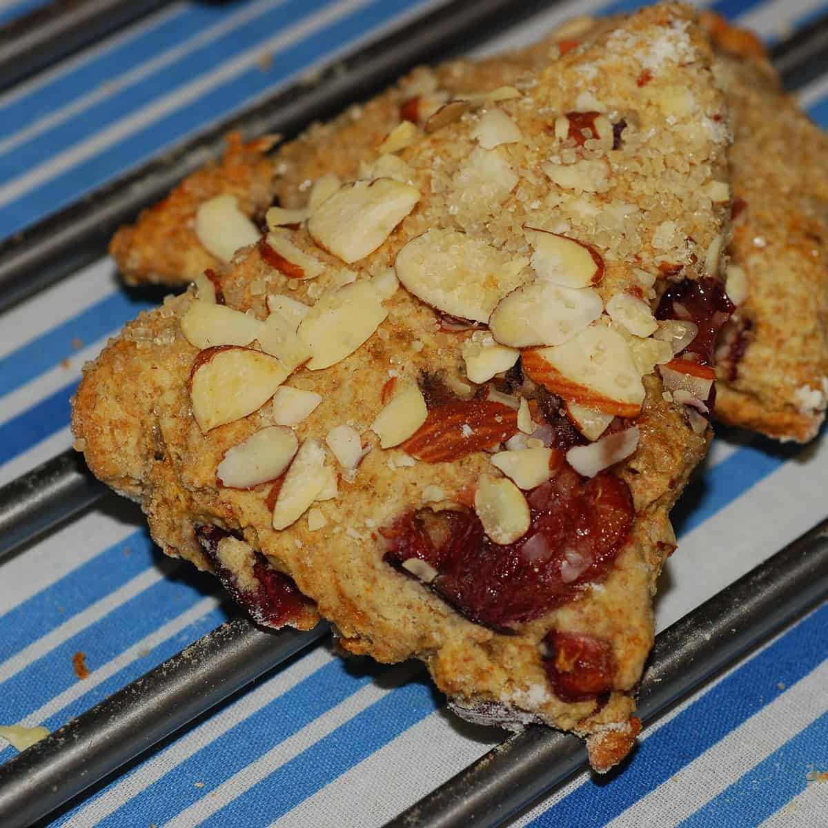 Sure thing! Here are some unique photo captions for the Cherry Almond Mini Scones recipe: