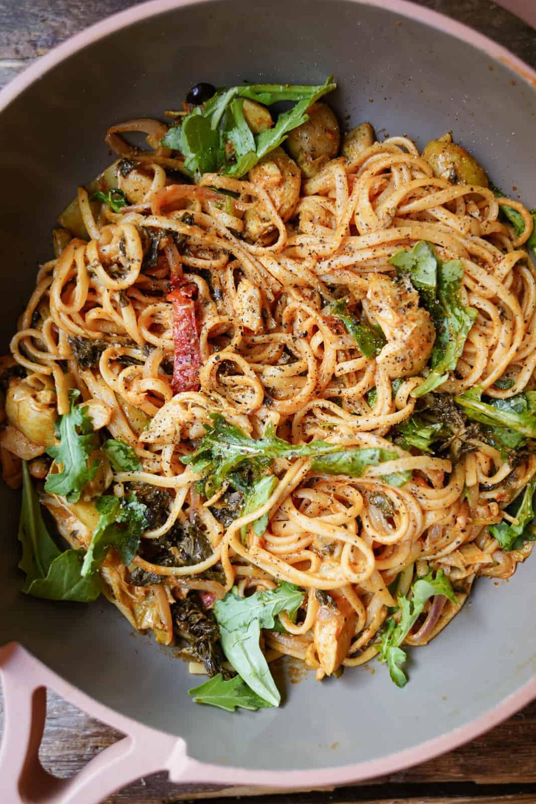  Take a break from complicated meals with this simple linguine.