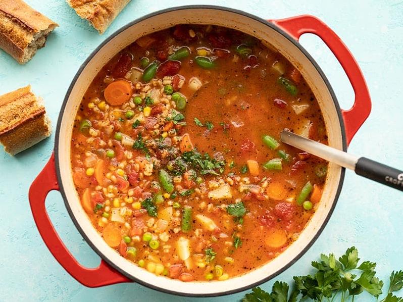  The combination of barley, vegetables, and warm spices make for a soup that is both hearty and comforting.