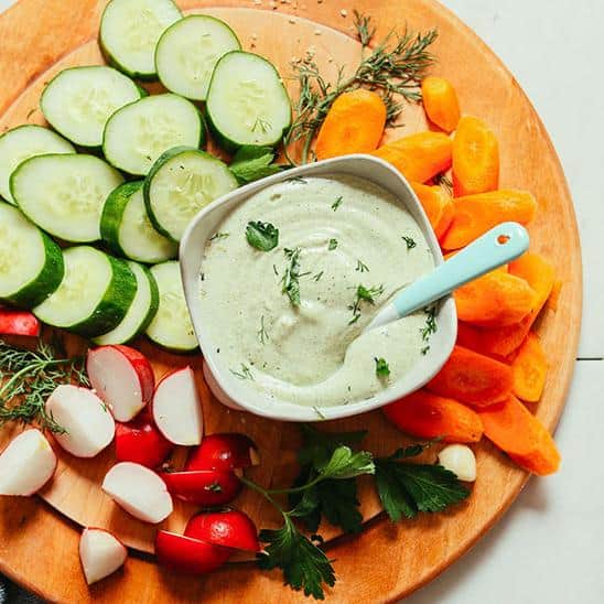  The creamy goodness of vegan ranch dressing is perfect for dipping or drizzling.