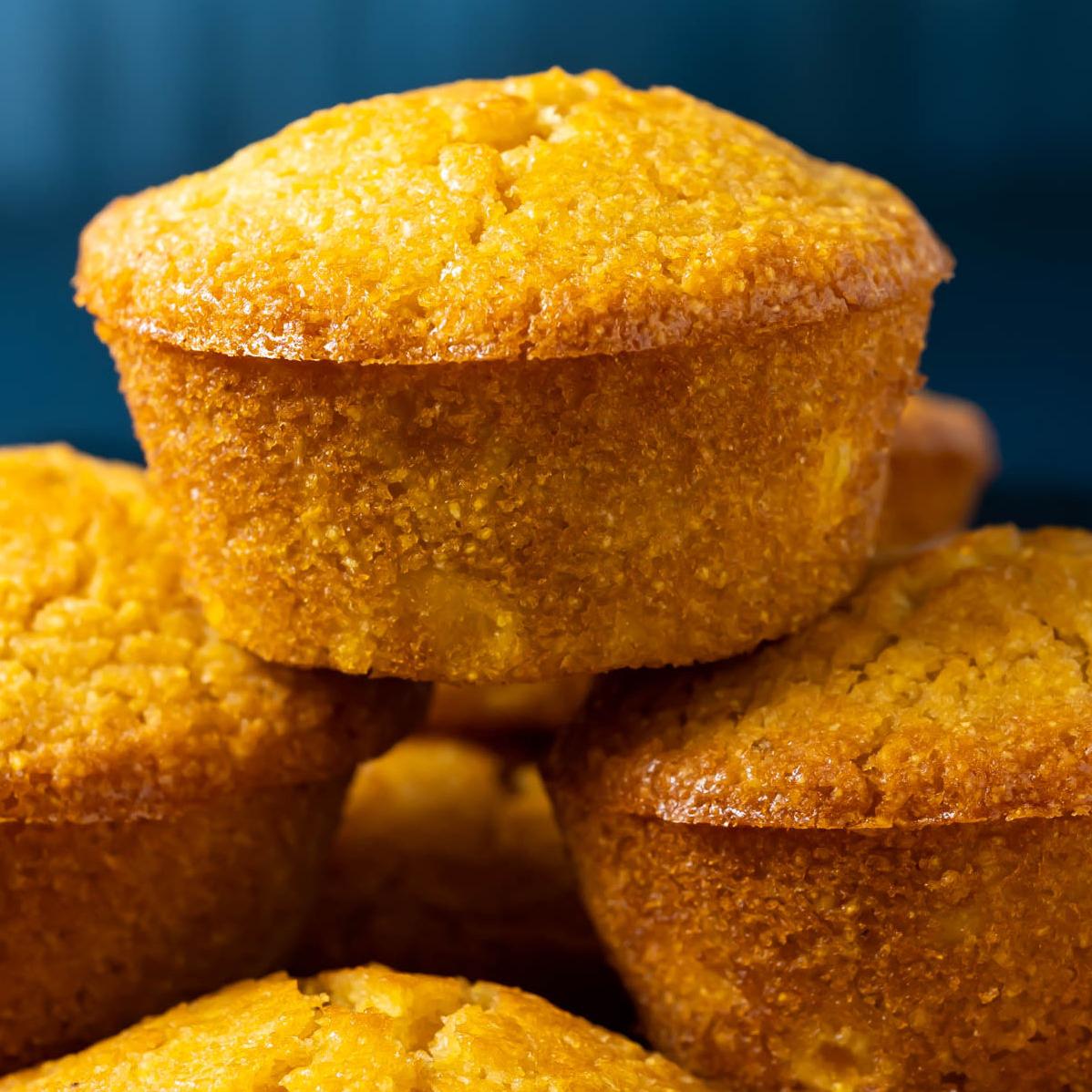  The golden brown crust contrasts perfectly with the soft, tender interior of this vegan cornbread.