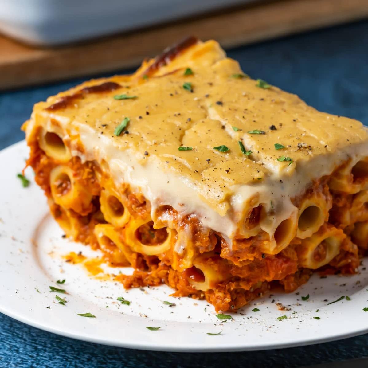  The perfect balance of texture and flavor in every forkful of vegan baked ziti