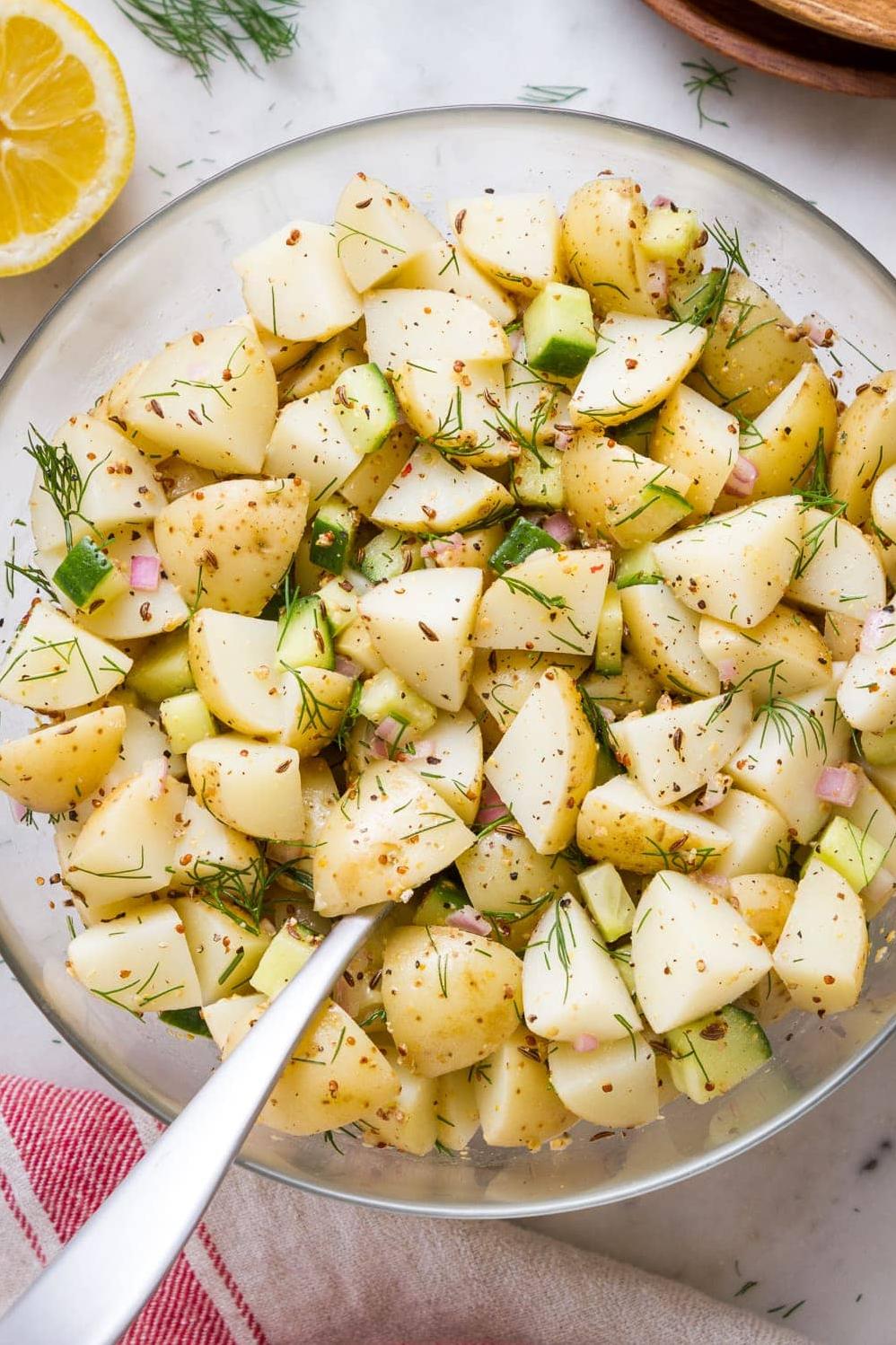  The star of the show! This tangy German potato salad is a must-try for all salad lovers.