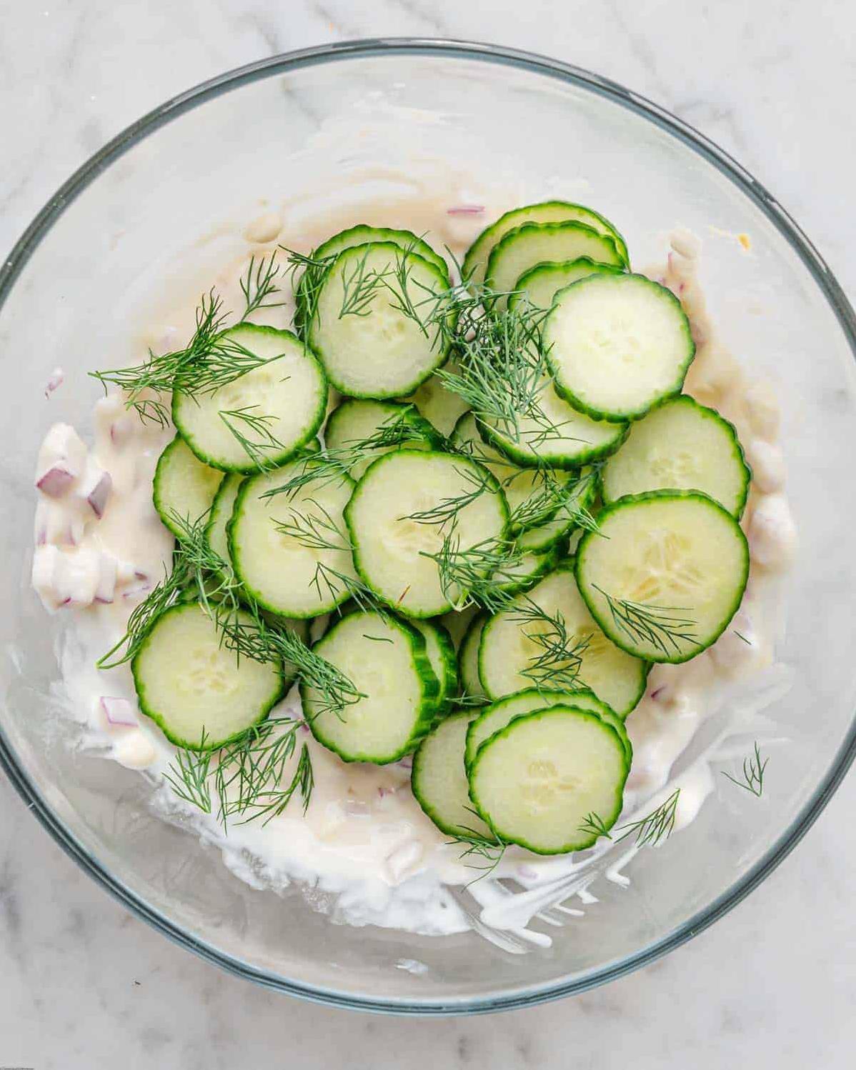  The tangy and sweet dressing perfectly complements the crisp cucumbers, creating a harmonious flavor combination.
