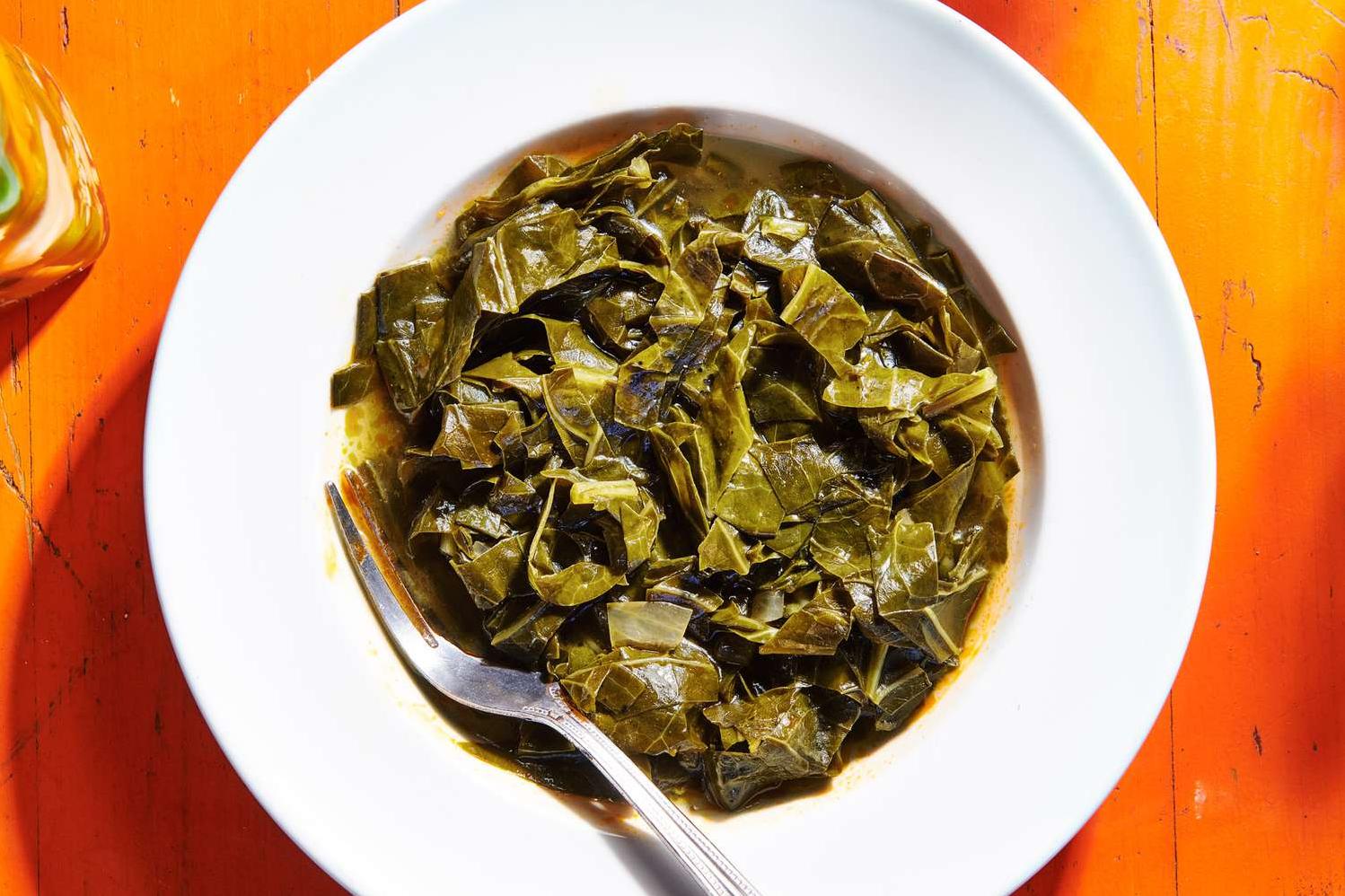  These collard greens are perfect as a side dish, but they can easily stand on their own as a main course.