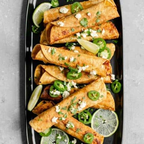  These taquitos are easy to hold and easy to eat, great for a party or a family dinner.