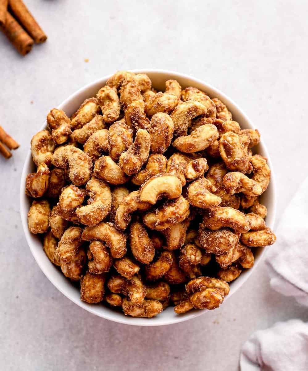  These vegan maple cinnamon roasted cashews are a true delight for your taste buds.