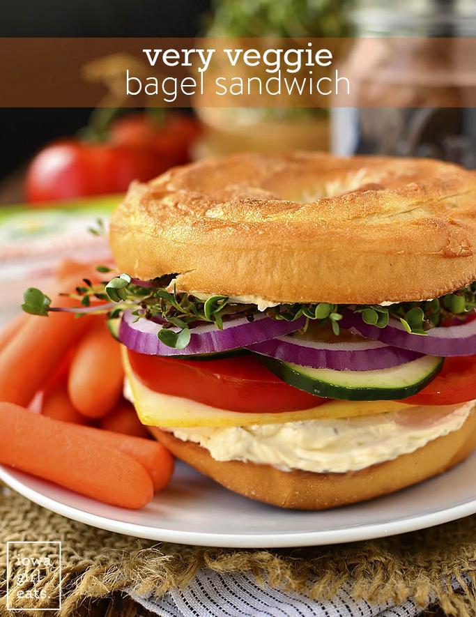  This bagel sandwich is so tasty, you won't even miss the meat.