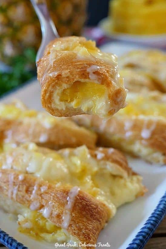  This delicious Danish loaded with fresh pineapple chunks and dairy-free cheese is perfect for breakfast or dessert.