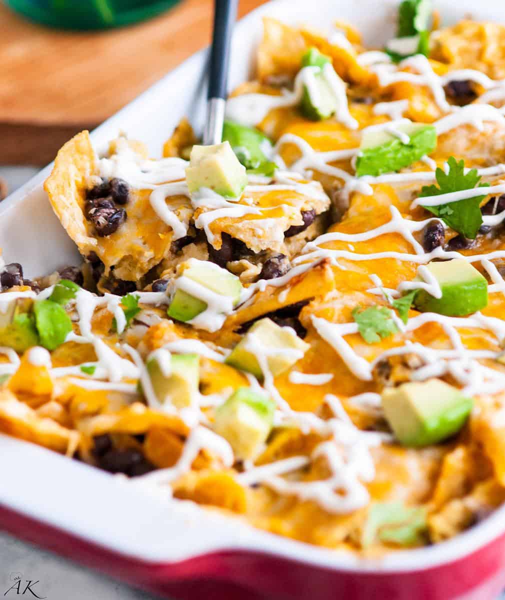  This enchilada casserole is sure to be a hit with vegans and meat-lovers alike.