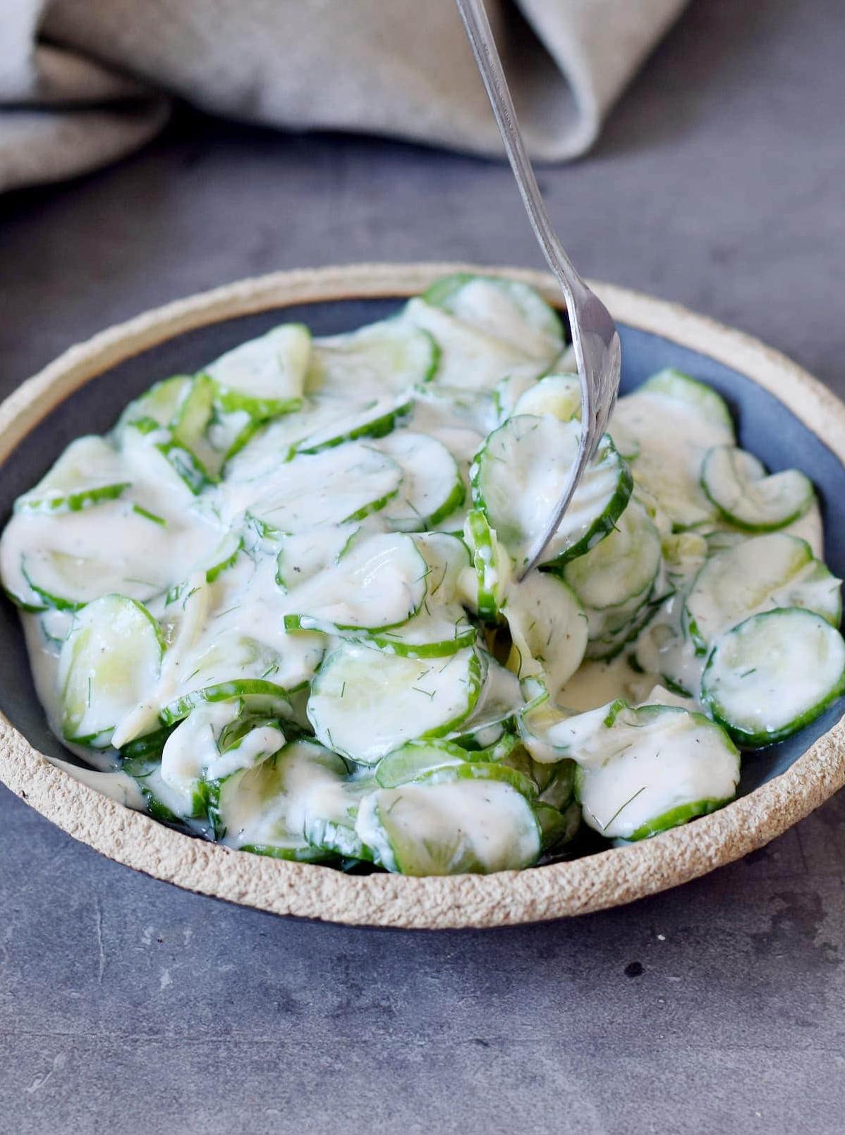  This salad is a great way to use up those fresh cucumbers from your garden or farmer's market.