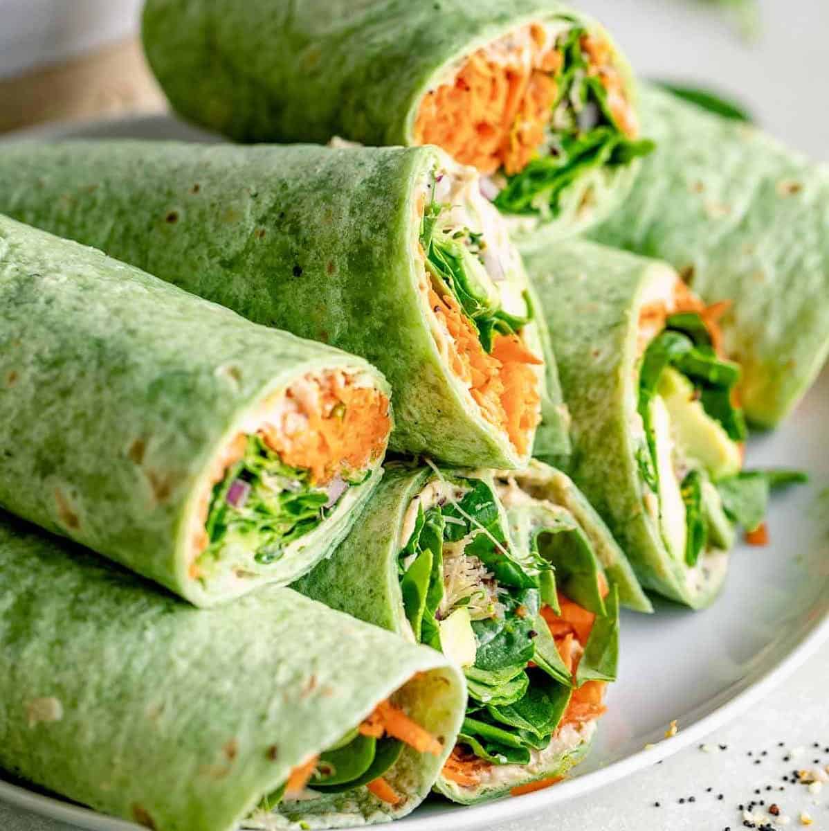  This spinach wrap is ready to be wrapped up like a present!