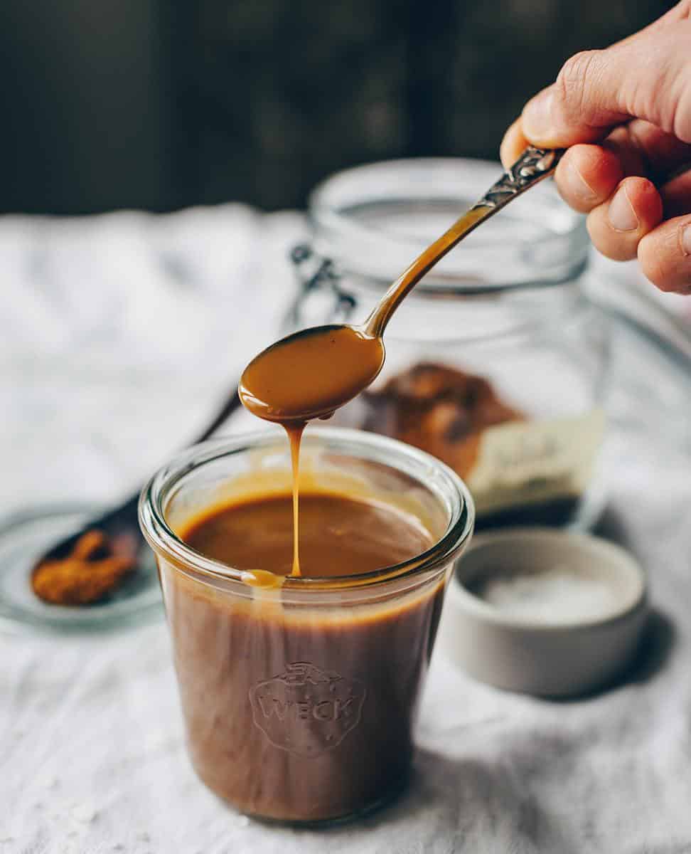  This vegan caramel sauce is perfect for dipping your favorite fruits!